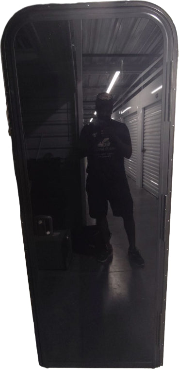 Solid black tinted entry door