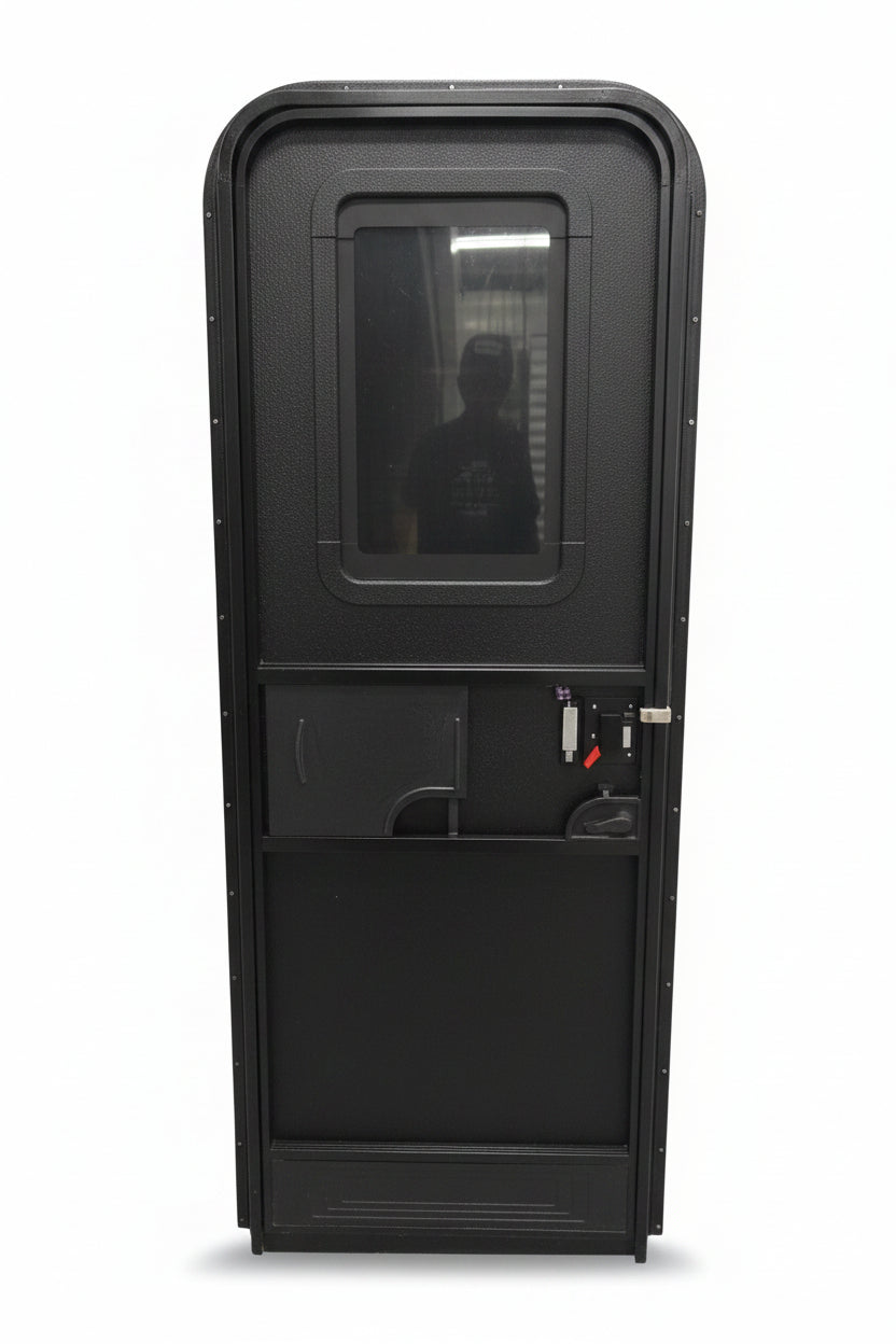 Solid black tinted entry door